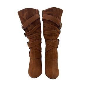 Women’s Just Fabulous Size 9 Brown Suede Buckle Knee High Boots